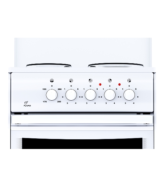 Плита электрическая Flama AE 1409 W белый, конфорок 4 электрических, духовка 50 л, 50 см x 85 см x 60 см