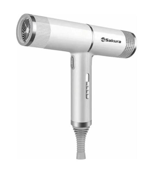 Фен SAKURA SA-4051W белый/серый, 1600 Вт, компактный