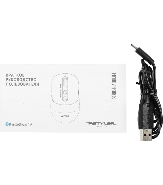 Мышь беспроводная A4Tech Fstyler FB10C черный, 2000 dpi, радиоканал, Bluetooth, USB, кнопки - 4