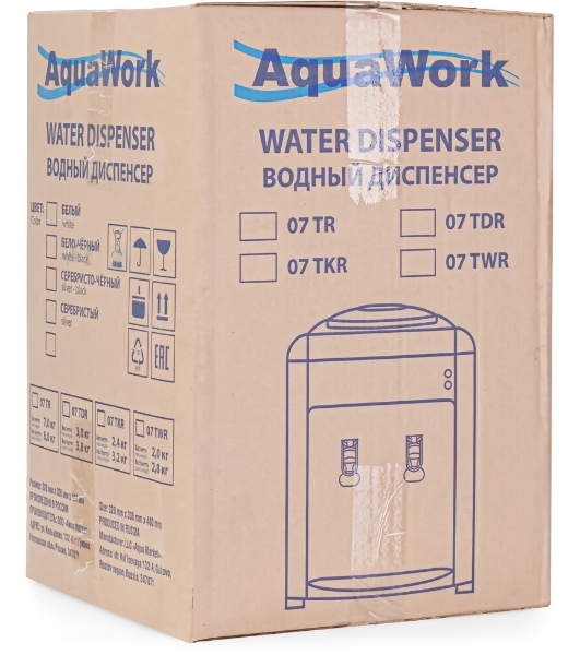 Кулер для воды Aqua Work 0.7-TKR, верхняя загрузка, нагрев 97 °С, без охлаждения, белый/черный