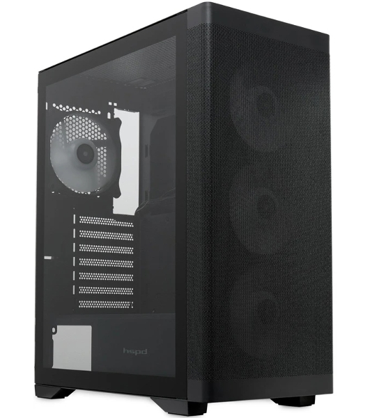 Компьютерный корпус HSPD M520, Mesh Mid Tower, черный, slide TG, 0.45 SPCC, 4x120мм ARGb ATX, mATX, mITX 160/330/184мм 2x2.5', -, 7xPCI 2xUSB-A 3.0, 1xUSB-A 1.0 390x200x449мм