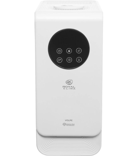 Увлажнитель воздуха Royal Clima VOLPE RUH-VP270/6.5E-WT белый, 30 м², 6.5 л, ультразвуковой, производительность 270 мл/ч, гигростат, ароматизация, управление по Wi-Fi (SmartLife), пульт ДУ