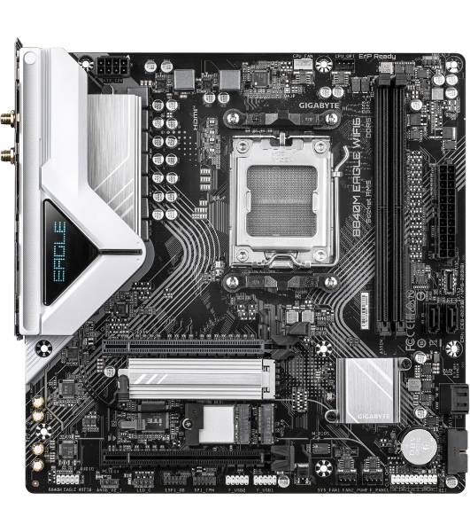 Материнская плата Gigabyte B840M EAGLE WIFI6, AM5, AMD B840, 4xDDR5, 4xSATA, 2xM.2, 1xPCIe 4.0 x16, 1xPCIe x1, 1xHDMI, 2xDP, 1x2.5Gb LAN, Wi-Fi 6, Bluetooth 5.3, 1xUSB-C 10Gbps, 1xUSB-A 10Gbps, 2xUSB-A 5Gbps, 4xUSB-A 2.0, 1xPS/2, 3x3.5 мм, 7.1, mATX