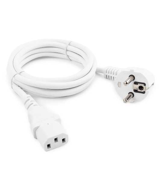 Кабель питания Cablexpert PC-186W Schuko-C13, 3x0.5мм2, 6A, с заземлением, 1.8м, белый, пакет