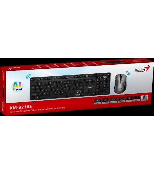 Комплект клавиатура+мышь Genius KM-8216S беспроводной, Bluetooth, 1000 DPI, чёрный