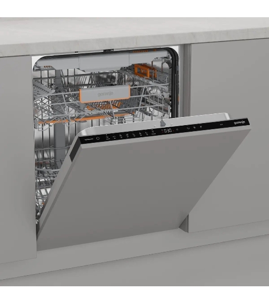 Посудомоечная машина встраиваемая Gorenje GV673B65 16 комплектов, 3 корзины, инверторный мотор, отсрочка старта, Wi-Fi управление, сенсорное управление, полный AquaStop, сенсор уровня воды, энергоэффективность А+++, уровень шума 42 дБ, белый