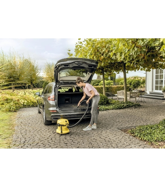 Строительный пылесос Karcher WD 2 Plus V-12/4/18 желтый, 1000 Вт, уборка сухая/сбор воды, пылесборник мешок/контейнер, 12 л