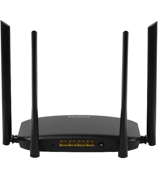 Роутер беспроводной Digma DWR-AC1201 AC1200 10/100BASE-TX черный (упак.:1шт)