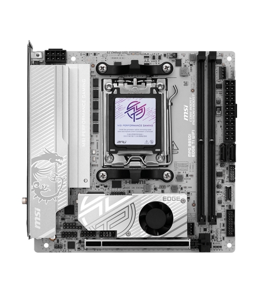 Материнская плата MSI MPG B850I EDGE TI WIFI, AM5, AMD B850, 2xDDR5, 2xSATA, 2xM.2, 1xPCIe 5.0 x16, 1xHDMI, 1x5Gb LAN, Wi-Fi 7, Bluetooth 5.4, 1xUSB-C 20Gbps, 3xUSB-A 10Gbps, 2xUSB-A 5Gbps, 2x3.5 мм, 7.1, Mini-ITX