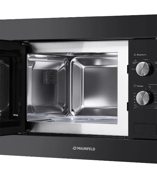 Встраиваемая микроволновая печь Maunfeld MBMO.20.1PGb черный, 20 л, 800 Вт, переключатели - поворотный механизм
