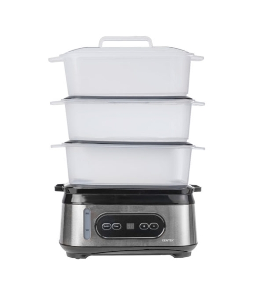 Пароварка Centek CT-1459 серебристый, 9 л, ярусы - 3, 1050 Вт, электронное