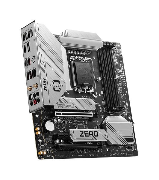 Материнская плата MSI B760M PROJECT ZERO,(Обратное подключение разъемов) LGA 1700, Intel B760, 4xDDR5, 4xSATA, 2xM.2, 1xPCIe 5.0 x16, 1xPCIe 4.0 x4, 1xPCIe x1, 1xHDMI, 1xDP, 3xUSB 3.2 Gen 2, 4xUSB 2.0, 1xUSB 3.2 Gen 2x2, 1x 2.5Gb LAN, 5x3.5 мм, 7.1, mATX
