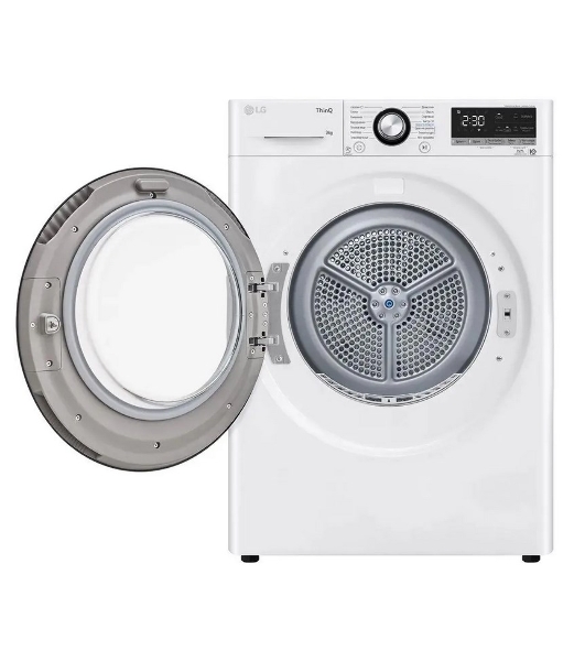 Сушильная машина LG DC90V3V6W белый, 9 кг, сушка - тепловой насос, программ - 14, 60 x 85 x 66 см