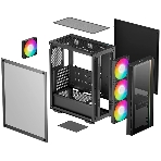 Компьютерный корпус Deepcool MATREXX 55 V4 без БП, боковое окно (закаленное стекло), 3xARGb LED 140мм вентилятора спереди, 1xARGb LED 120мм вентилятор сзади, черный, ATX, фото2