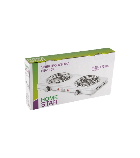 Плитка электрическая Homestar HS-1109, 2 конф, белый, ТЭН
