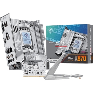 Материнская плата MSI MPG X870I EDGE TI EVO WIFI, AM5, AMD X870, 2xDDR5 (до 128 ГБ), 2xSATA, 3xM.2 (1xPCIe 5.0, 2xPCIe 4.0), 1xPCIe 5.0 x16, 1xHDMI, 1x5Gb LAN, Wi-Fi 7, Bluetooth 5.4, 2xUSB-C 40Gbps (USB4), 1xUSB-C 10Gbps, 5xUSB-A 10Gbps, 3x3.5 мм + S/PDIF оптический, 7.1, белый/серебристый, Mini-ITX