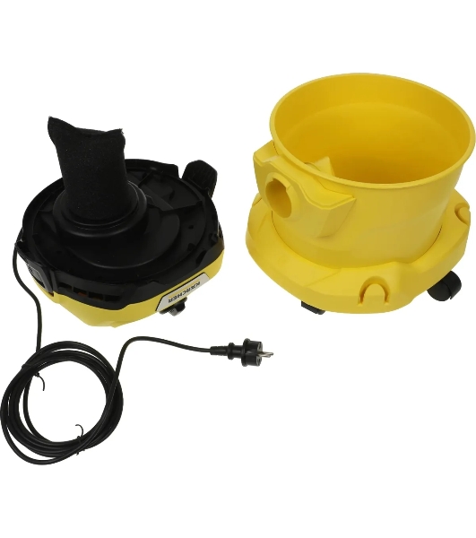 Строительный пылесос Karcher WD 2 Plus V-12/4/18 желтый, 1000 Вт, уборка сухая/сбор воды, пылесборник мешок/контейнер, 12 л