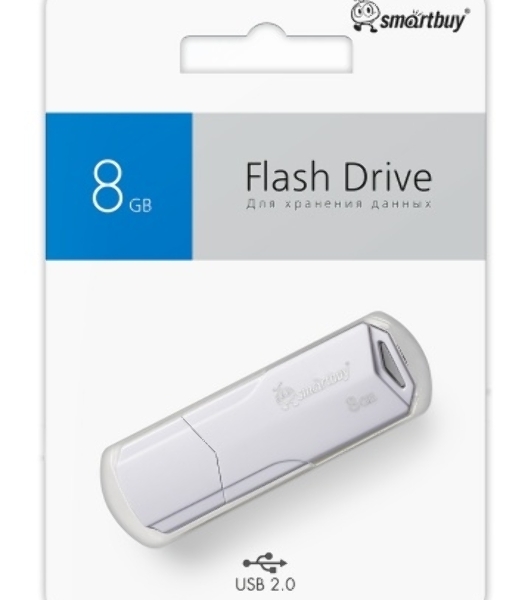 Флешка USB SmartBuy CLUE white (SB8GbCLU-W), 8Gb, USB 2.0, R/W 30/15, белый