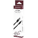 Кабель Maxvi MC-01F black USB-A - microUSB, 2A Плоский кабель, ток макс. нагрузки 2А, макс. напряжение 5V; стандарт USB 2.0; длина 1м, материал PVC, черный, фото2