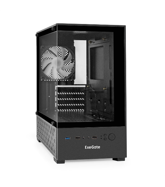 Компьютерный корпус Minitower ExeGate i3 SEA LE-NPX600 (mATX, БП 600NPX, 1хUSB+1хUSB 3.0, HD аудио, черный, передняя и боковая панели - закаленное стекло)