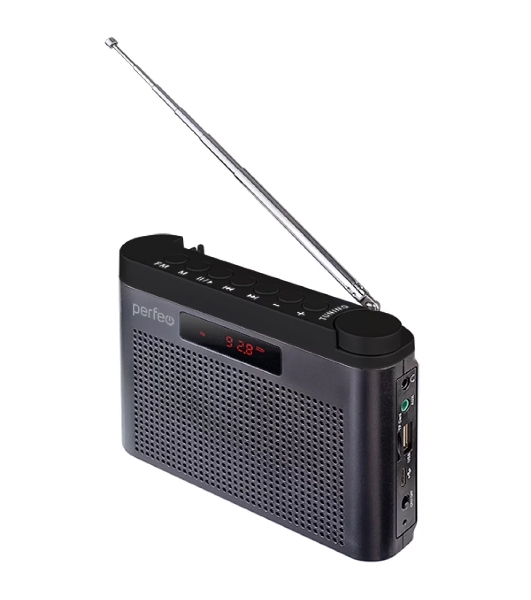 Радиоприемник цифровой PERFEO ТАЙГА FM+ 66-108МГц/ MP3/ встроенный аккум,USB/ серый (I70GR) PF_C4941