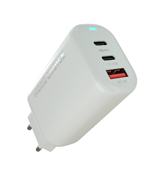 Сетевое зарядное устройство MORE CHOICE NC79a 1USB+2Type-C 3.0A PD 65W быстрая зарядка для Type-C 2м белый
