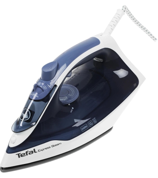 Утюг Tefal FV2837E0 синий/белый, 2400 Вт, 35 г/мин, 165 г/мин, 270 мл