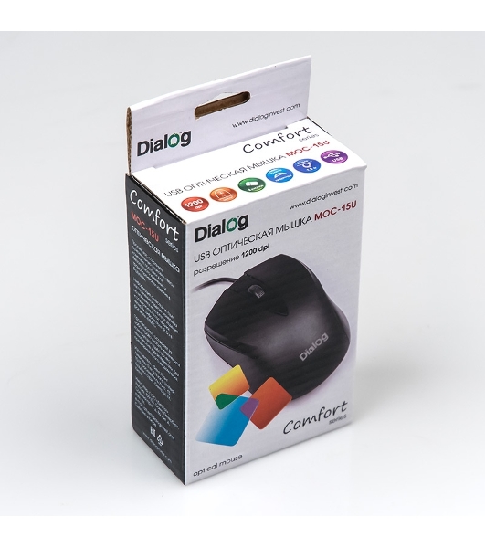 Мышь проводная Dialog Comfort MOС-15U черный, 1200 dpi, USB, кнопки - 3