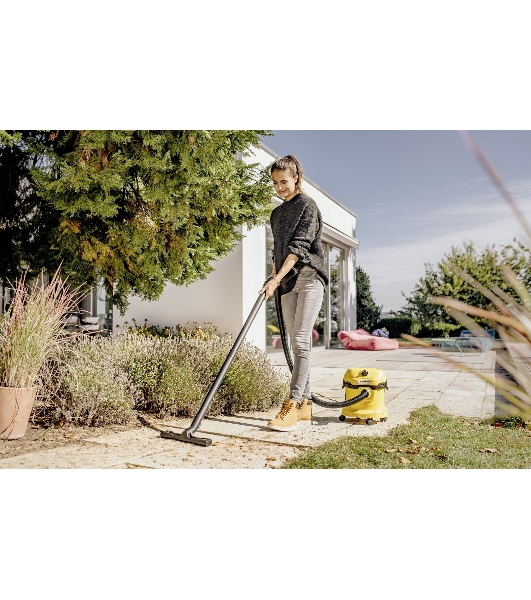 Хозяйственный пылесос Karcher WD 2 Plus V-12/6/18/C желтый, 1000 Вт, уборка сухая/влажная, пылесборник мешок/контейнер, 12 л