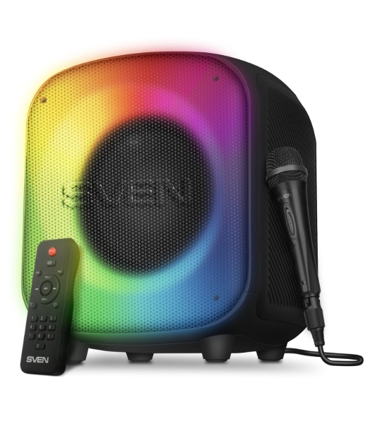 Портативная колонка SVEN PS-555, черный, 65 Вт (RMS), Bluetooth, USB, microSD, пульт