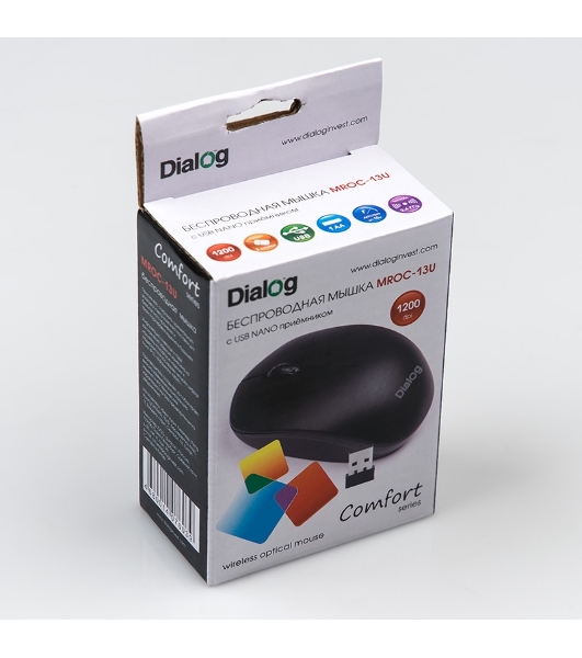 Мышь беспроводная Dialog Comfort MROC-13U черный, 1200 dpi, радиоканал, USB, кнопки - 3