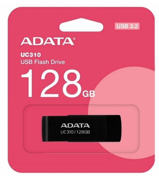 Флешка USB ADATA UC310 (UC310-128G-RBK), 128Gb, USB 3.2 Gen 1, R/W 100/30, черный