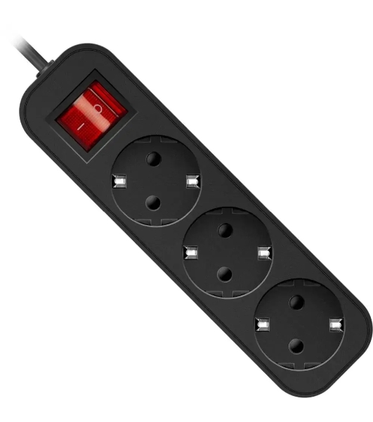 Удлинитель Defender G350 черный, 5 м, EURO, 3 розетки, 2200 Вт