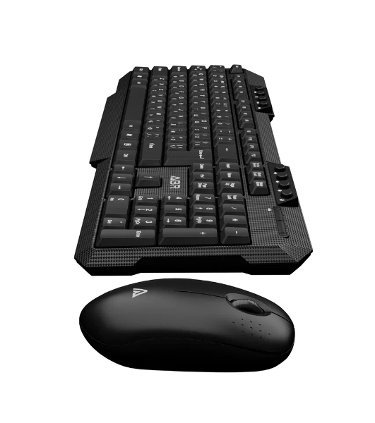 Комплект клавиатура и мышь ABR KW807 черный, интерфейс USB, беспроводной, 2.4G, RU/EN
