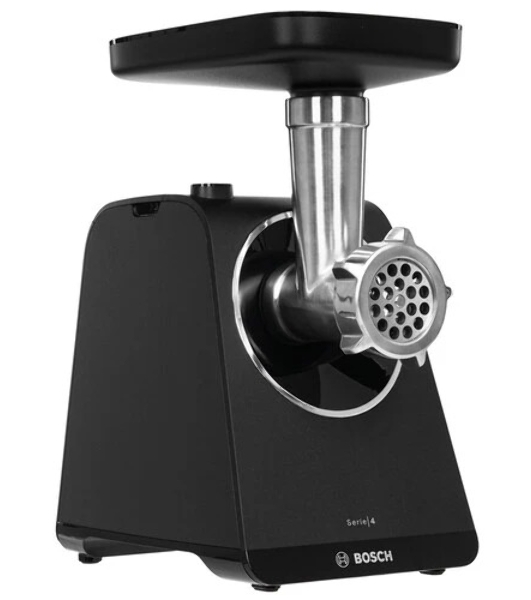 Мясорубка электрическая Bosch MFWS440B черный, 1900 Вт, 2.5 кг/мин, реверс, защита от перегрузки, насадки - 7