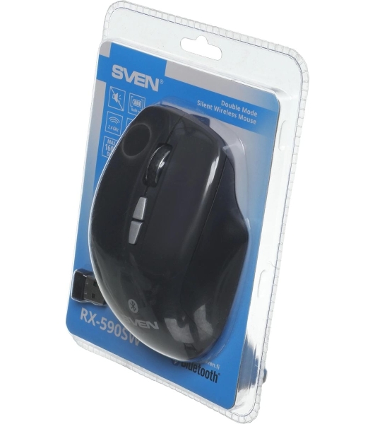 Мышь беспроводная SVEN RX-590SW черный, 1600 dpi, радиоканал, Bluetooth, USB, кнопки - 7