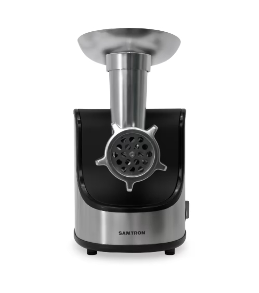 Мясорубка электрическая Samtron MG-105 серебристый , 1600 Вт, 1.6 кг/мин, реверс, защита от перегрузки, насадки - 8