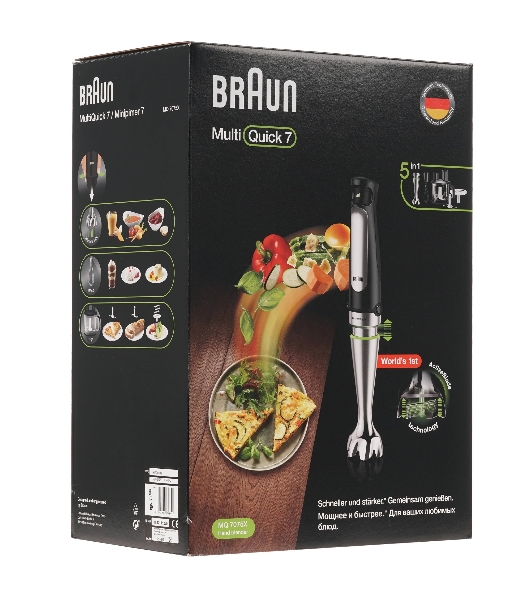 Блендер погружной Braun Multiquick 7 MQ7075X черный, 1000 Вт, плавная регулировка, турбо