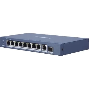 Коммутатор Hikvision DS-3E0510P-E/M(O-STD)(B), 8×1 Гбит/с PoE + 2×1 Гбит/с, неуправляемый