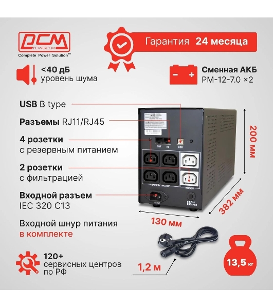 Источник бесперебойного питания Powercom Imperial IMD-1025AP 615Вт 1025ВА черный