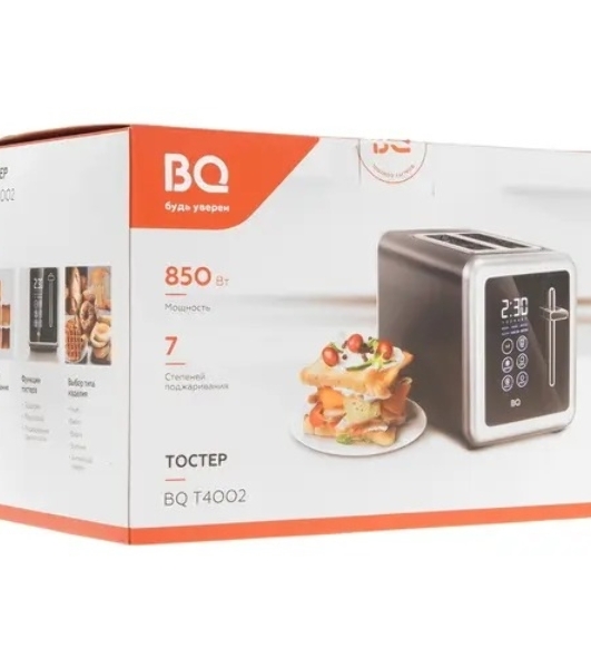 Тостер BQ T4002 нержавеющая сталь/черный, 850 Вт, 2 слота