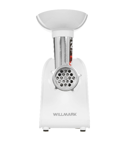 Мясорубка электрическая Willmark WMG-2043JW белый, 2000 Вт, 2.4 кг/мин, реверс, защита от перегрузки, насадки - 5
