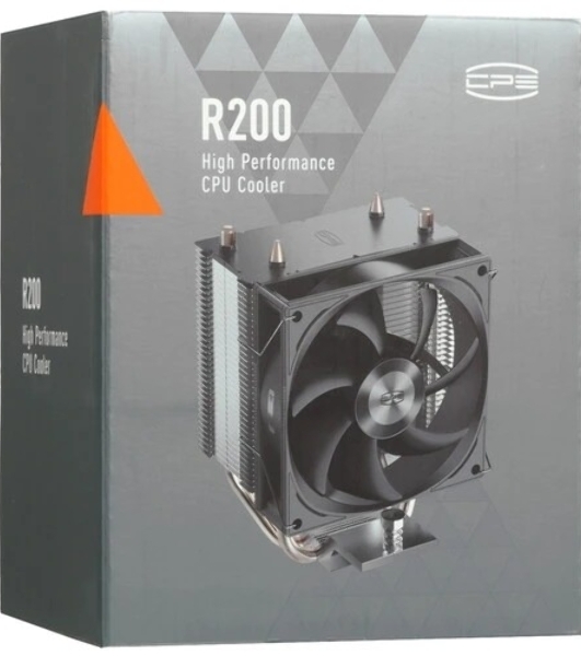 Кулер для процессора PCCooler R200 S115X/1200/1700/AM4/AM5 (TDP 110W, 90мм Non LED Fan, 2 тепловые трубки 6мм, 2200RPM, 28,3dBa)