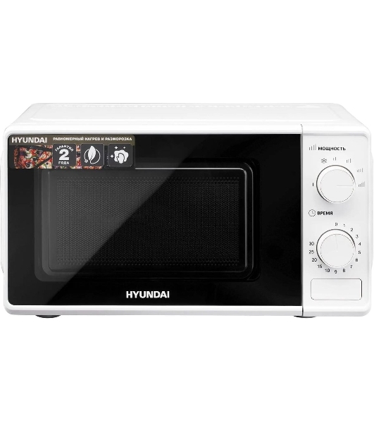 Микроволновая печь Hyundai HYM-M2044 белый, 20 л, 700 Вт, переключатели - поворотный механизм