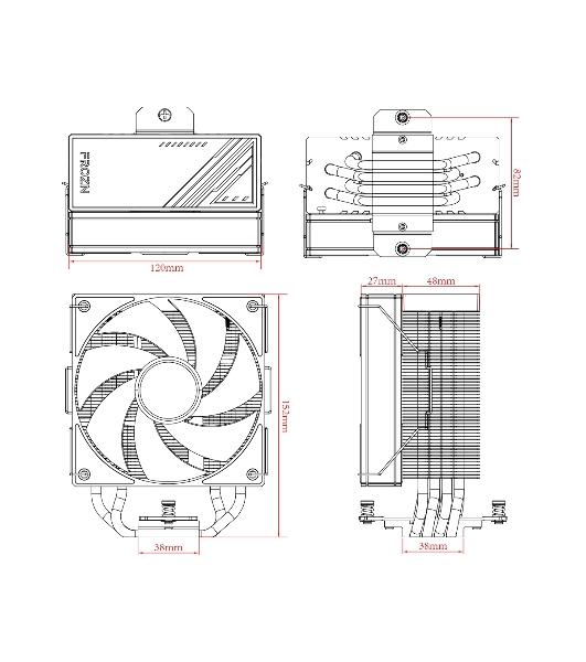Кулер ID-Cooling FROZN A410 ARGb черный 120мм алюминий/медь 2000rpm 30db 4-pin 220W 152мм