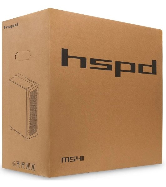Компьютерный корпус без блока питания Case HSPD M541, Mesh Mid Tower, черный, TG, 0.7 SPCC, no fans, ATX, mATX, mITX, 170/405/210мм, 2x2.5', 2x3.5', 7xPCI, 1xUSB-A 3.0, 2xUSB-A 2.0, 465x220x485мм