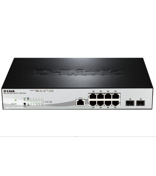 Коммутатор D-Link DGS-1210-10P/ME/A1A, 8×1 Гбит/с + 2×1 Гбит/с SFP, управляемый