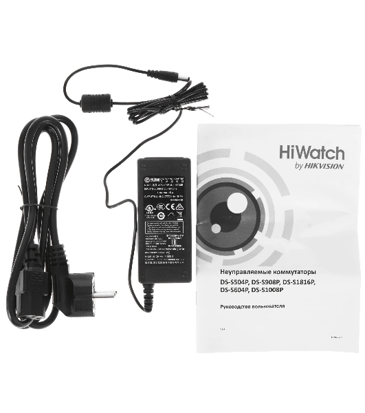 Коммутатор HiWatch DS-S604P, 4×100 Мбит/с PoE + 2×100 Мбит/с, неуправляемый