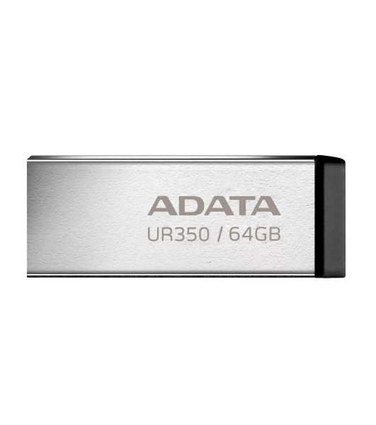 Флешка USB ADATA UR350 (UR350-64G-RSR/BK), 64Gb, USB 3.2, R/W 100/15, серебристый/черный