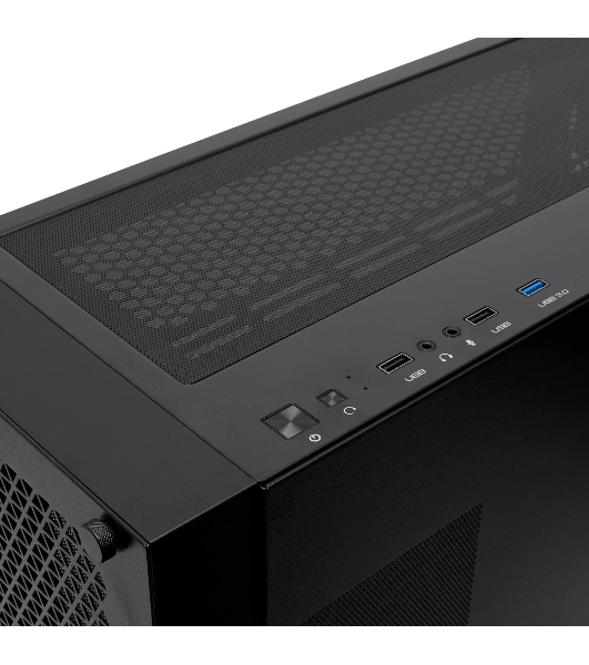 Компьютерный корпус без блока питания Case HSPD M541, Mesh Mid Tower, черный, TG, 0.7 SPCC, no fans, ATX, mATX, mITX, 170/405/210мм, 2x2.5', 2x3.5', 7xPCI, 1xUSB-A 3.0, 2xUSB-A 2.0, 465x220x485мм